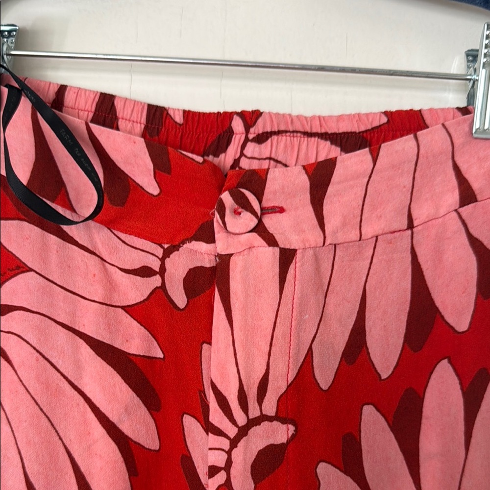 Red and Pink Floral Wide-Leg Pants - Picture 2 of 5